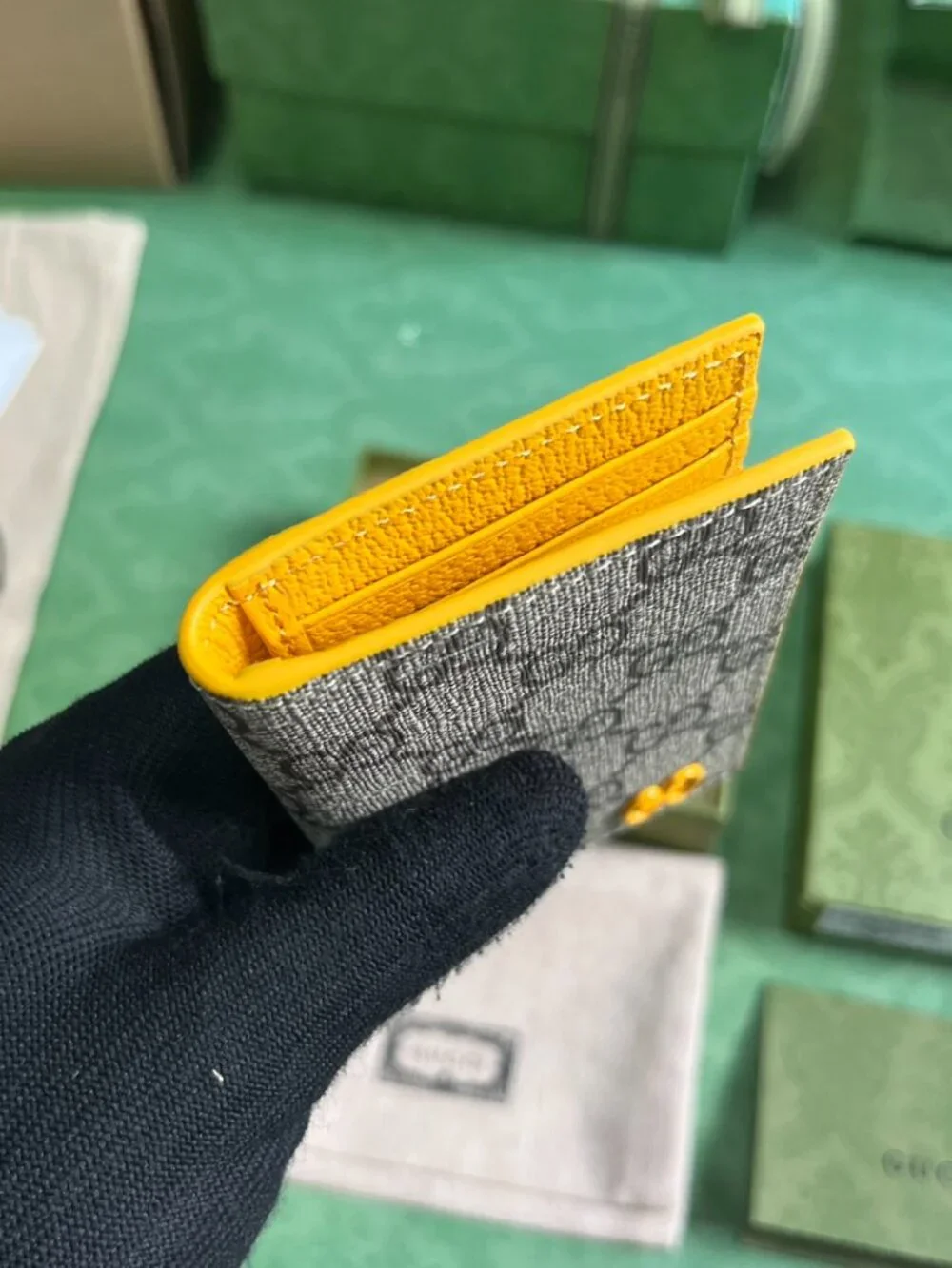 Gucci Long Card Case with GG Detail in Beige/Ebony GG Supreme